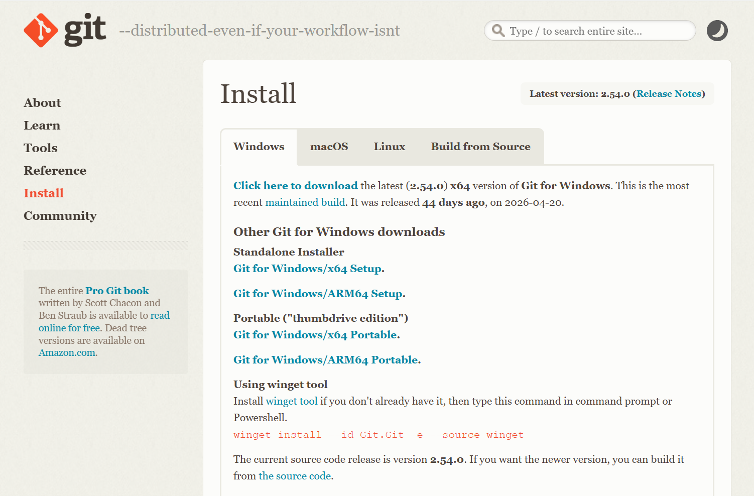 Official Git download page.