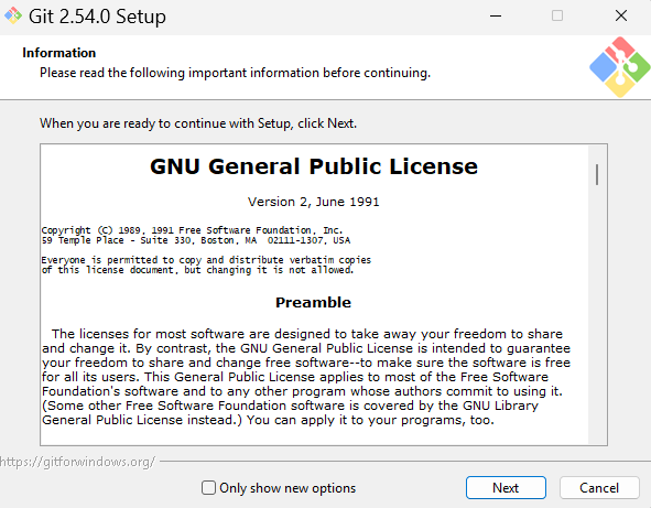 Git Setup wizard welcome screen.
