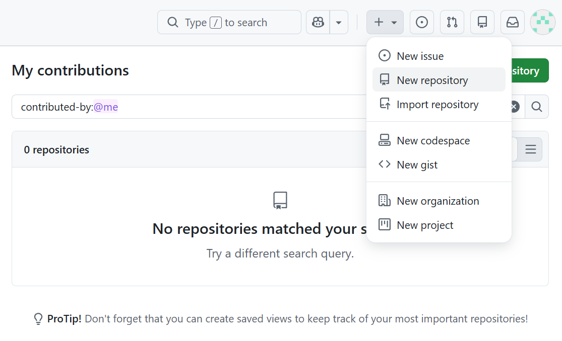 GitHub New Repository button